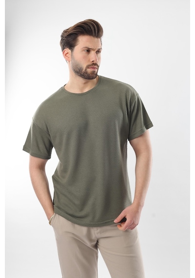 Haki Bisiklet Yaka Erkek T-shirt E7128 Haki