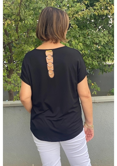 Mia Butik Büyük Beden Siyah Minnoş Bluz -1490 Siyah