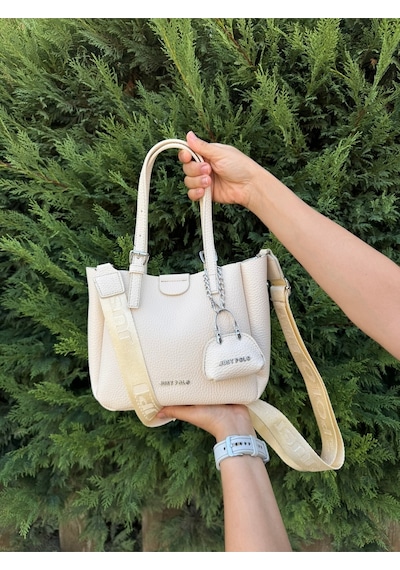 Just Polo Kadın Yeni Sezon 3 Bölmeli Yumuşak Deri Lüks Ve Şık Dokunuş El & Omuz Çantası Shoulder Bag Krem 06726199