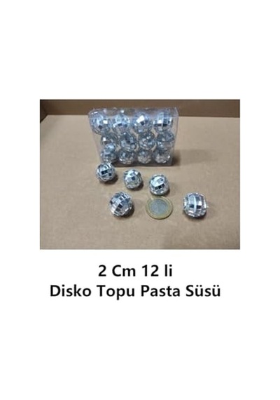 Bp Bizden Pastacılık Disko Topu Pasta Süsü 2 Cm 12 Li Çok Renkli