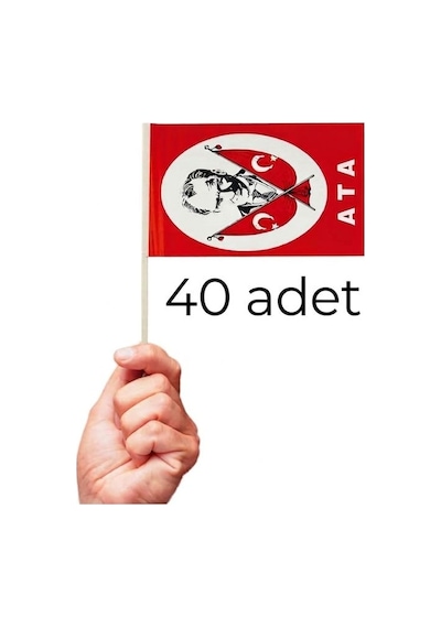 Çubuklu Türk Bayrağı 40 Lı Paket 20x30 Cm Dayanıklı Plastik Saplı Kağıt Bayrak Kutlama, Organizasyon Ve Etkinlikler Tek Ebat