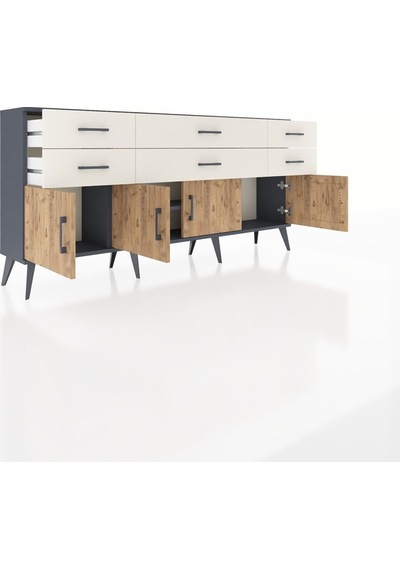 Arges Konsol 2 Raflı 6 Çekmeceli 4 Kapaklı 176x30x83 Antrasit-çam/aytaşı Çam/aytaşı Arges Konsol 2 Raflı 6 Çekmeceli 4 Kapaklı 176x30x83 Antrasit-çam/aytaşı Çam/aytaşı