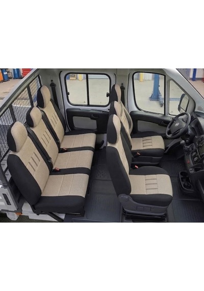 Ford Ranger Çift Kabin Kamyonet 4+1 Koltuk Kılıfı Bej - Siyah Bej-Siyah