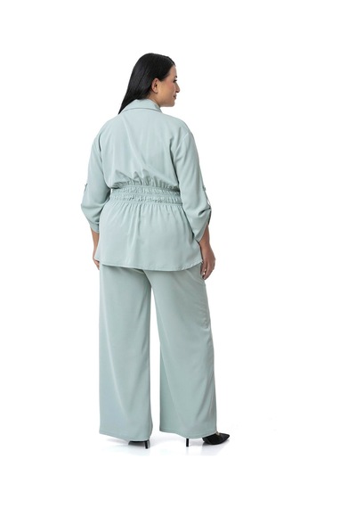 Disentis Büyük Beden Beli Lastik Büzgü Detaylı Gömlek Pantolon Mint Yeşili İkili Takım Mint Yeşili Disentis Büyük Beden Beli Lastik Büzgü Detaylı Gömlek Pantolon Mint Yeşili İkili Takım Mint Yeşili