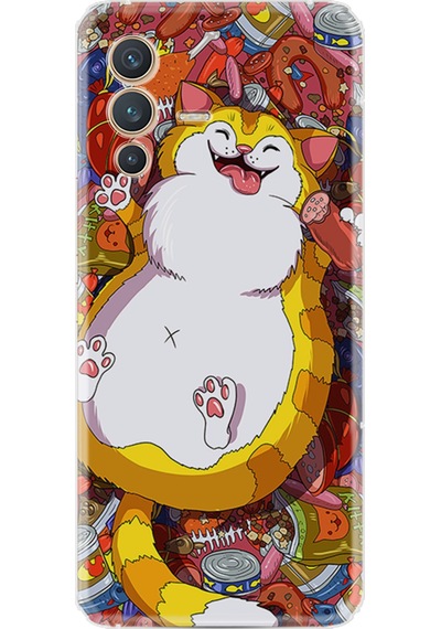 Vivo V23 Kılıf Silikon Desen Özel Seri Tombul Kedi 1739