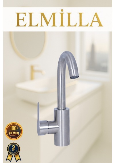 İnox Delta Lavabo Musluğu Bataryası Metalik