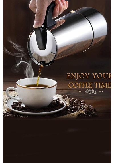 Çelik Ocak Üstü 9 Cup Fincan 450 Ml Moka Pot Espresso Cin285-9