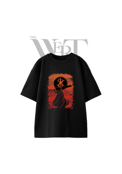 Thewert Guts Berserk 1 Tasarım Baskılı Ünisex Siyah Oversize T-shirt