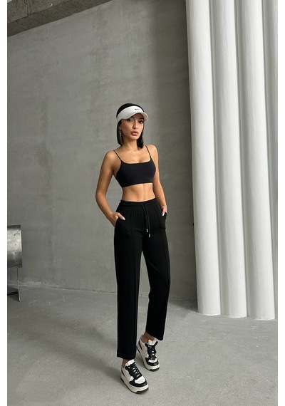 Neşeli Butik Kadın Likralı Modal Kumaş Çımalı Binici Pantolon Nbg064 siyah