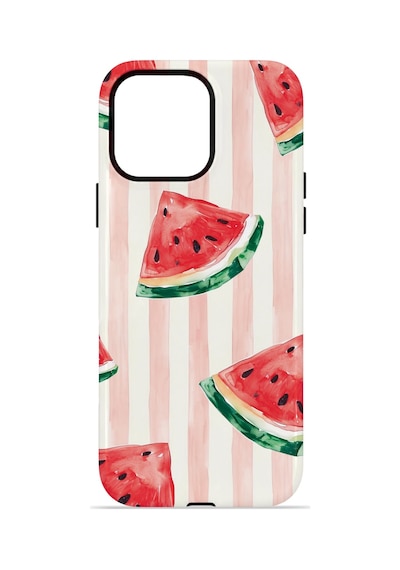 Apple iPhone Uyumlu 12 Pro Max Vorian Çift Katmanlı Kılıf Watermelon Blush Stripe