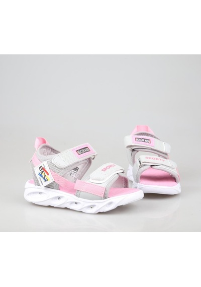 Bücür Ortopedi 100 Işıklı Gri Pembe Çocuk Sandalet Gri - Pembe