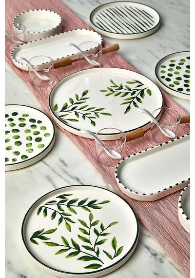 Kitchen Life 23 Parça 6 Kişilik GreenTree Stackable Kahvaltı Takımı -  Sosluklu ve Kaşıklı Kahvaltılık Sunum Seti Beyaz