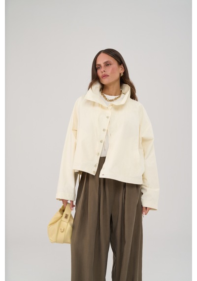 Mai Collection Liora Düğmeli Bomber Ekru Ceket