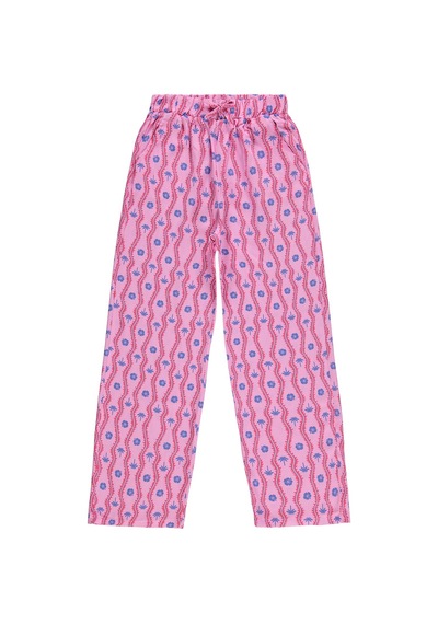 Civil Girls Palmiye Desenli Bol Paça 10-13 Yaş Pantolon - Lila