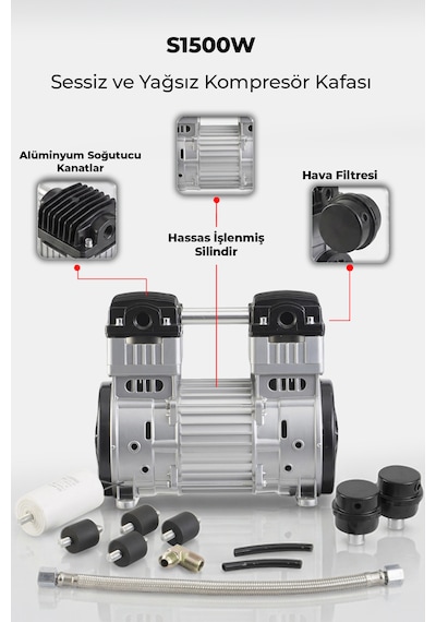 2 Hp Kompresör Kafası Sessiz Ve Yağsız