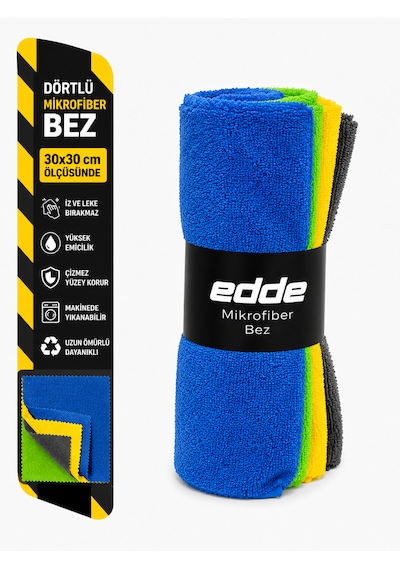 Edde Araba Araç Oto Mikrofiber 4'lü Dürüm Bez 30x30cm Oto Ve Ev Bezleri