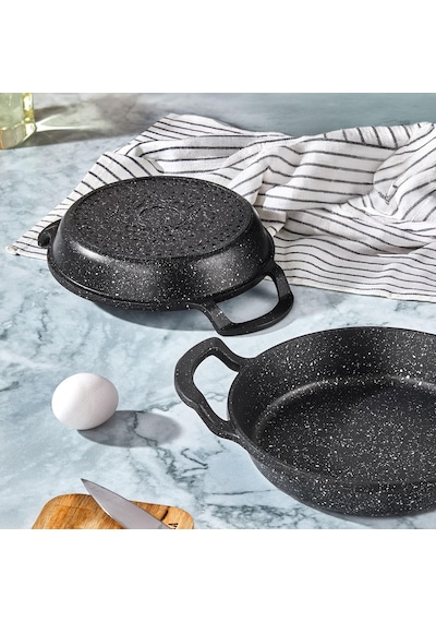 2'li Granit Alüminyum Döküm Sahan Seti Yapışmaz Yumurta & Kızartma Tavası Granit Omlet Tavası 18cm + 20cm Eşit Isı Dağılımı Ve Dayanıklı Çok Renkli