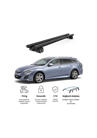 Pençe Mazda 6 Station Wagon Ara Atkı 2013-2021 Uyumlu Siyah Ara Atkı Port Bagaj Tavan Barı