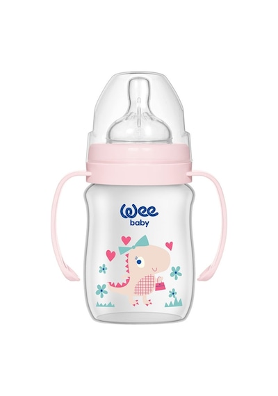 Wee Baby 137 Klasik Plus Geniş Ağızlı Kulplu PP Biberon 150 ML Pembe
