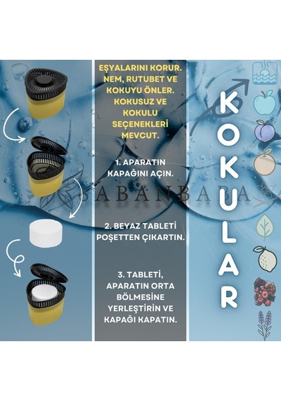Sarı, Limon Üçgen - Nem Alıcı Aparat + Rutubet Giderici Tablet 500 Gram Diğer