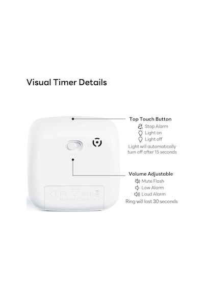 Yunbaoit Gece Işıklı Beyaz Renkli Timer Gökkuşağı Tasarımlı 60 Dakikalık Mekanik Mutfak Ve Çocuk Zamanlayıcı Çok Renkli
