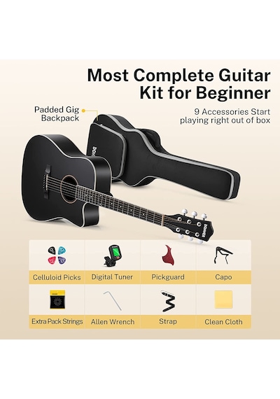Donner Dag-1cb Cutaway Akustik Gitar Seti Siyah