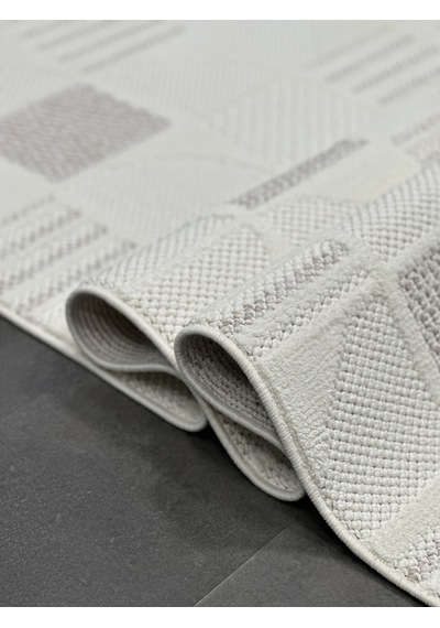 Woolen Halı Venis Bukle Halı 8803 Bej Renkli