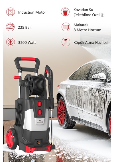 Gaptools Professional Yıkama Makinesi İndüksiyon Motorlu 225 Bar Gp3200ac