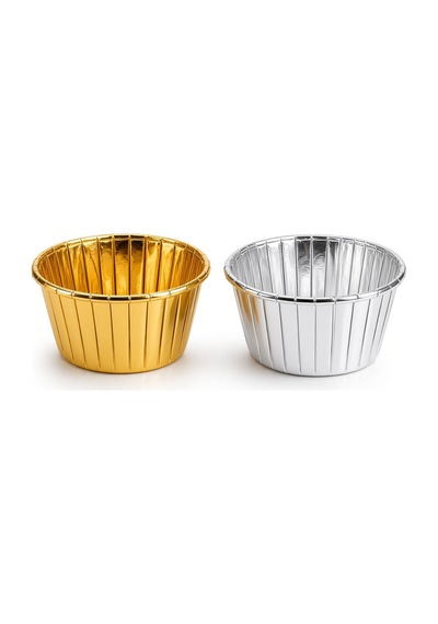 Cupcake Kapsülü 24'lü 12 Gold 12 Gümüş Varaklı Asetat Kutulu Kek Muffin Pişirme Ve Sunum Kapsülü Diğer