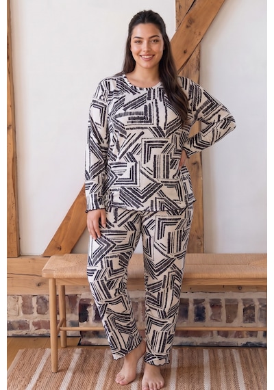 Siyah İnci Desenli Büyük Beden Battal Boy Viskon Örme Pijama Takım 26224858 Çok Renkli Siyah İnci Desenli Büyük Beden Battal Boy Viskon Örme Pijama Takım 26224858 Çok Renkli