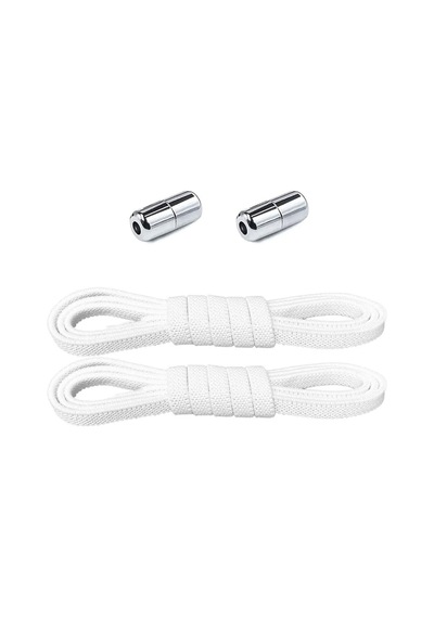 Ayarlanabilir 1 Çift Beyaz Vidalı Kapsül Uçlu 6 Mm Lastik Pratik Bağcık Beyaz
