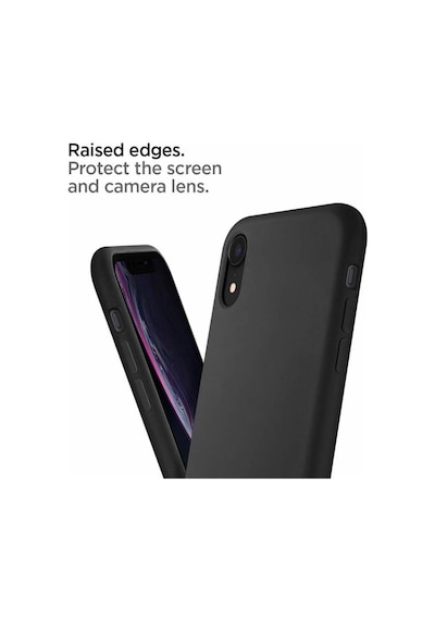 Spigen İphone Xr İle Uyumlu Kılıf Silicone Fit Black Siyah