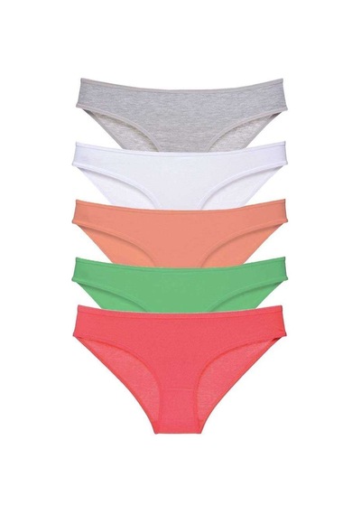 5 Adet Süper Eko Set Likralı Kadın Slip Külot Gri Beyaz Pudra Yeşil Fuşya Mudanis Beden: L Standart