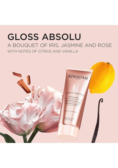 Gloss Absolu Insta Glaze Saç Kremi, Tüm Saç Tipleri İçin Parlaklık Arttırıcı Saç Kremi, Glikolik Asitli, Hyaluronik Asit Ve Yabani Gül, 75 Ml
