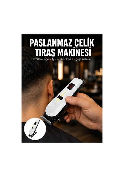 2025 Model Şarjlı Dijital Saç Sakal Tıraş Makinesi Islak Kuru Kullanıma Uygun - Hs08375241-3 Renkli