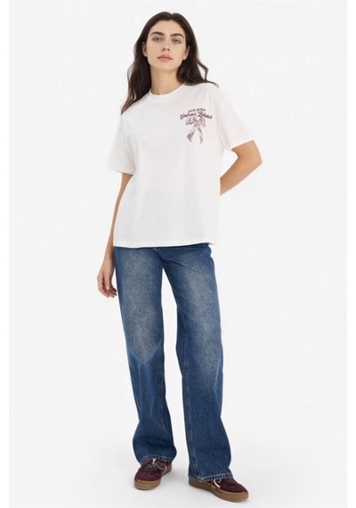 Defacto Oversıze Baskılı Beyaz Kadın T-shirt G5906ax/wt32 Beyaz
