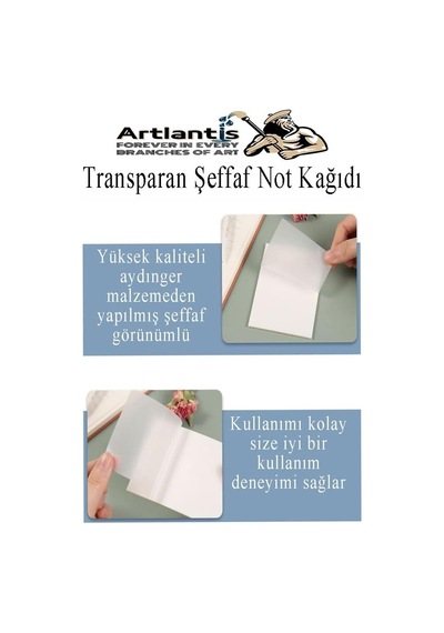 Yapışkanlı Şeffaf Not Kağıdı 50 Yaprak 1 Paket Kare Transparan Postit 75x75mm Yarı Saydam İşaretleyici Aydıng