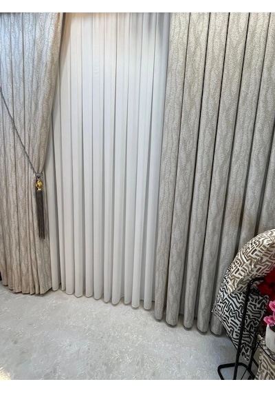Nivemeshome Assos Jakar 507v2 Bej 1/3 Pileli Fon Perde Apm
