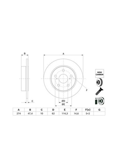 Toyota Corolla 1.5vvti 2021-2024 Bosch Arka Disk 274mm 2 Adet
