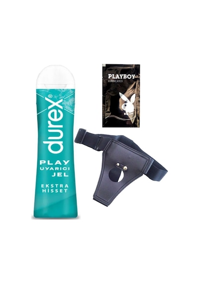 Durex Play Ekstra Hisset Bay Bayan Uyarıcılı Jel 50 Ml + Siyah Deri Strap-on Kemeri + Hediye