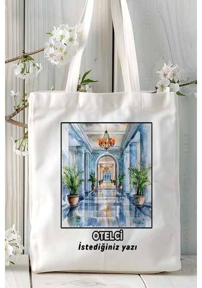 Art Hediye Otelci Baskılı Bez Omuz Çantası Kişiye Özel Model 6 Çok Renkli