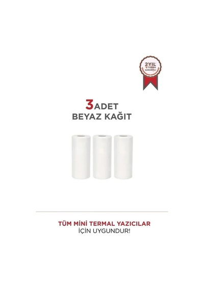Premium Torima Beyaz 1paket 3adet Termal Rulo Kağıt Cihaz Rulosu Ofis Malzemesi Kırtasiye