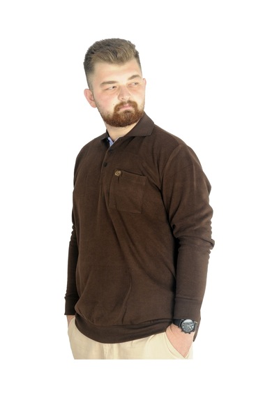 Mode Xl Büyük Beden Erkek Sweat Polo Selanik Basic 20441 Sütlü Kahve Sütlü Kahve