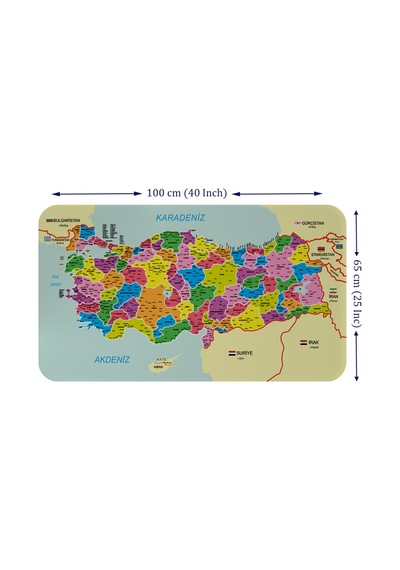Eğitici - Öğretici Dünya Ve Türkiye Haritası Çocuk Odası Duvar Sticker-60x105-3885 Çok Renkli