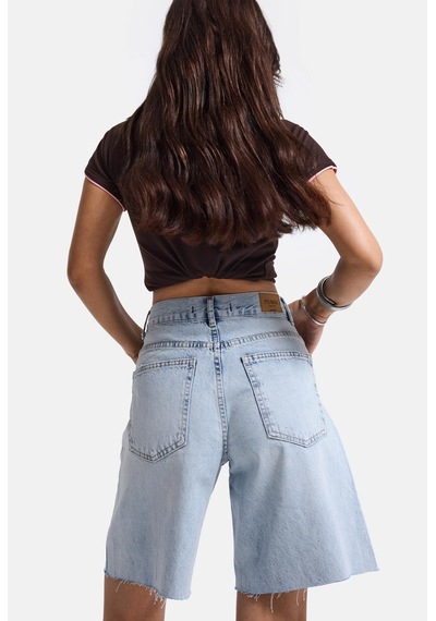Itsbasic Kadın Ice 4s6-3 Midi Boy %100 Koton Relax Fit Denim Şort Ice Rengi
