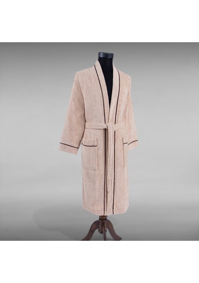 % 100 Pamuklu Laodikeia Kimono Bornoz Unisex Kadın Erkek Bej