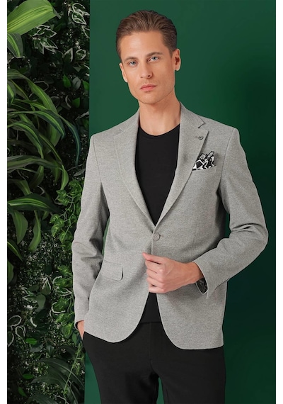 Efor Comfort Fit Kırçıllı Dokuma Pamuklu Casual Gri Ceket C 665 Gri