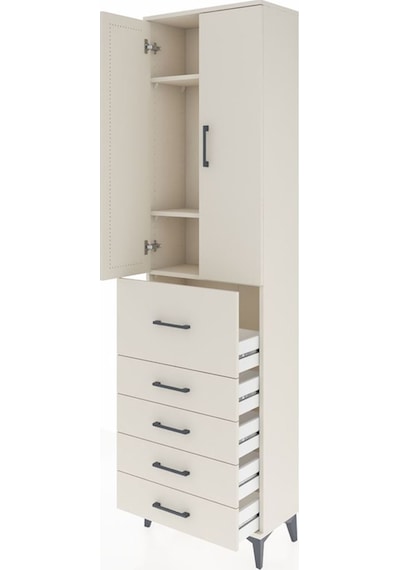 Arges Dolap 3 Raflı 5 Çekmeceli 2 Kapaklı 60x30x221 Aytaşı-ay... Aytaşı