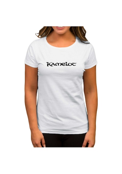 Kamelot Logo Yazı Beyaz Kadın Tişört Beyaz