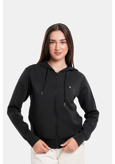 Guess Kadın Olympe Full Kapüşonlu Fermuarlı Sweatshirt - Siyah Siyah